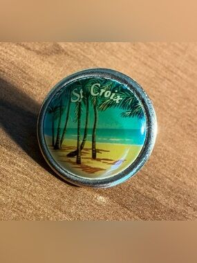 St. Croix Tropical Paradise Lapel Pin – A Caribbean Keepsake. Vintage Mid 1990s